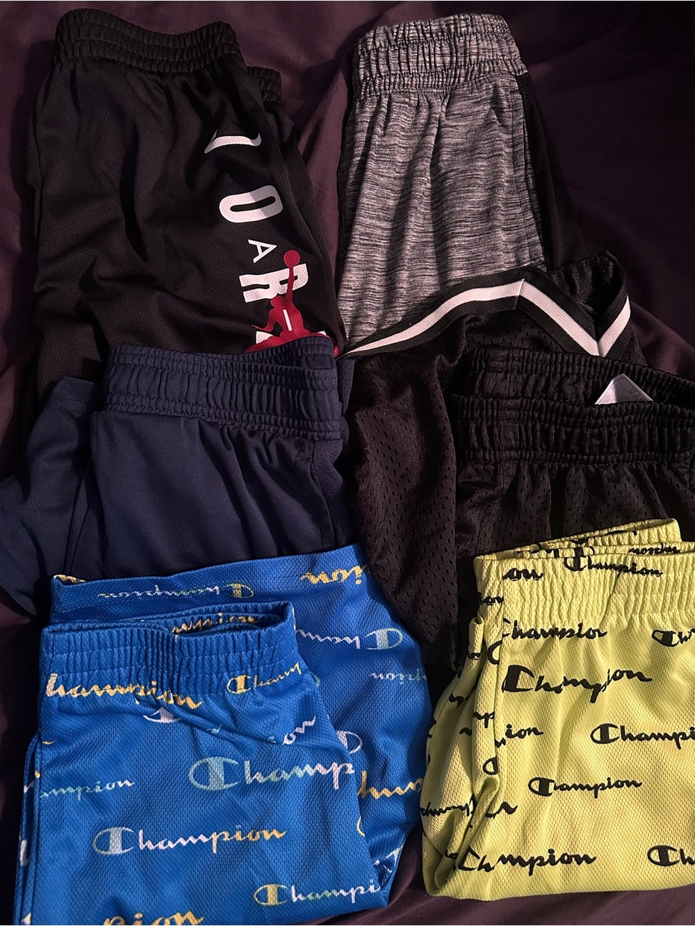 Champion Kids Black, Blue & Yellow Logo Athletic Shorts Pack